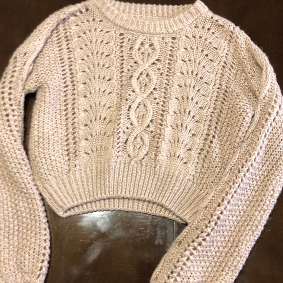 moon&madison Sweaters - Light Pink Cropped Sweater